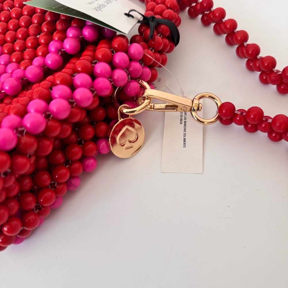 NWT ♠️ Kate Spade Target Colorblock Beaded Crossbody Red Pink Mini Bag Purse - Picture 7 of 12